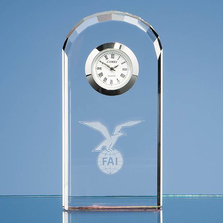 10cm Optical Crystal Bevelled Arch Clock
