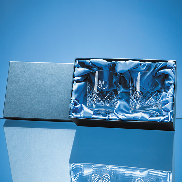 2pc 300ml Blenheim Lead Crystal Full Cut Whisky Tumbler Gift Set