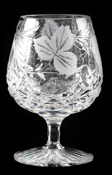 Handmade full lead crystal 12oz brandy glass in our Grapevine design
