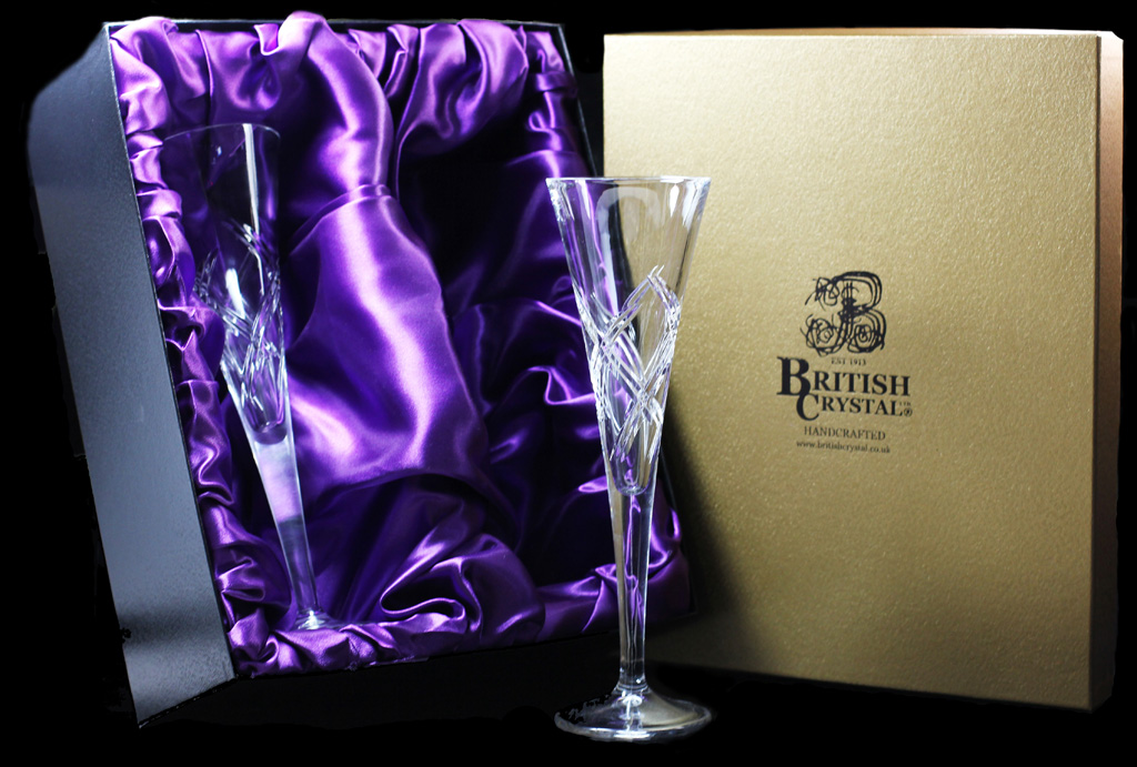 X2 Handmade full lead crystal flutes in our silk lined presentation box