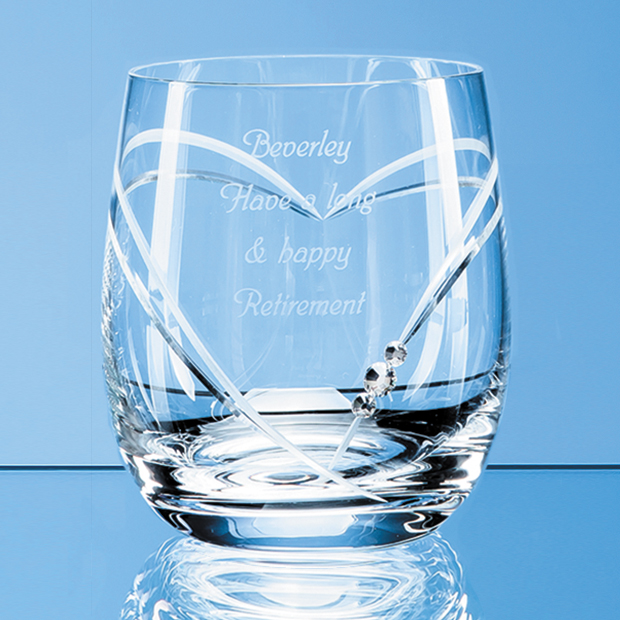 Single Diamante Whisky Tumbler with Heart Shaped Cutting