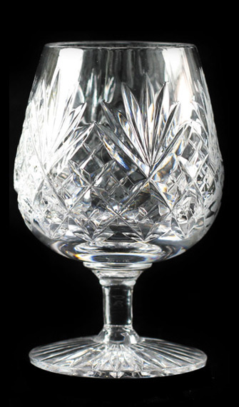 Handmade full lead crystal 12oz brandy glass in our westminster design