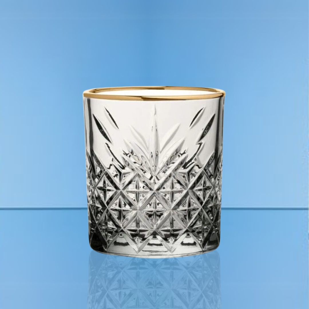 360ml Clear Glass Gold Rim Tumbler