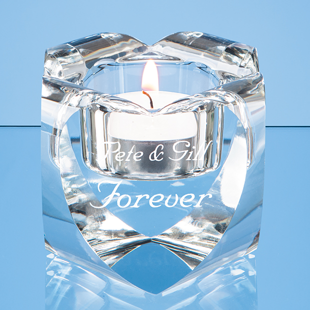 6cm Optical Crystal Heart Tealight Holder