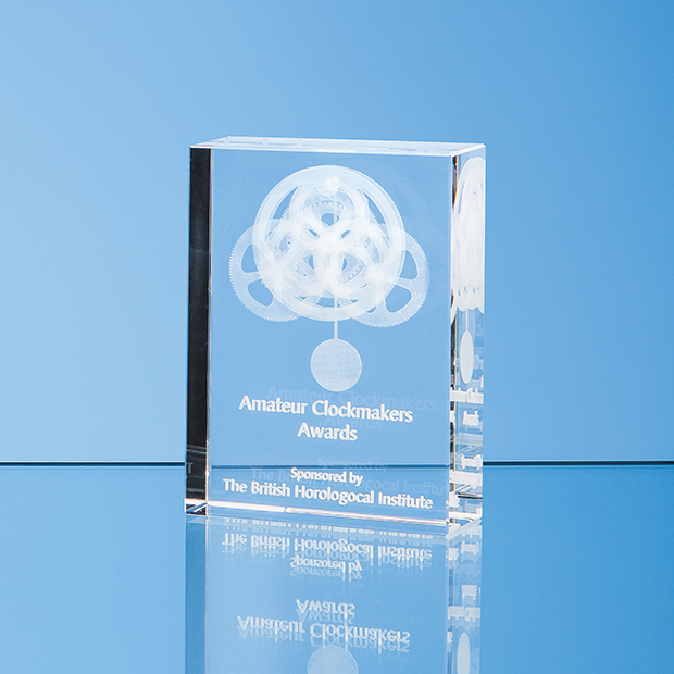 12cm x 8.5cm Optical Crystal Rectangle Award  H or V