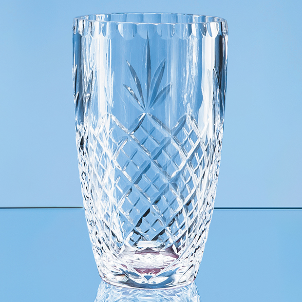 23cm Lead Crystal Panelled Barrel Vase