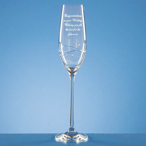 Single Diamante Champagne Flute with Spiral Design Cutting