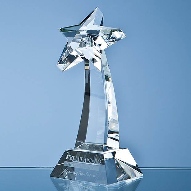 16cm Optical Crystal Mounted Shooting Star Award