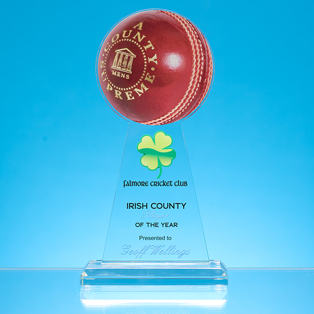 10cm Dia x 18cm x 12mm Clear Glass Ball Award