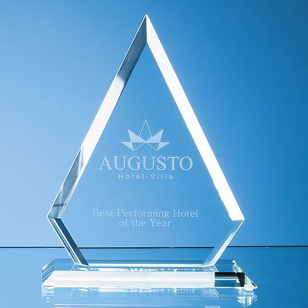 19cm x 15cm x 12mm Jade Glass Bevelled Edge Diamond Award