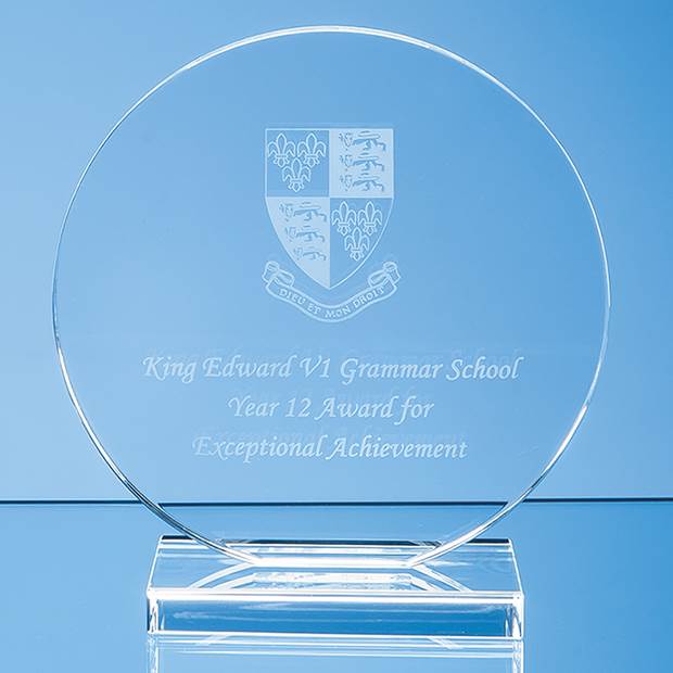 15cm x 12mm Clear Glass Circle Award